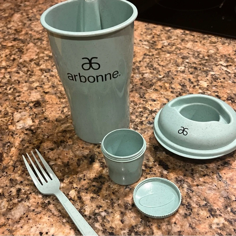 Arbonne Green Salad 🥗 To Go Cup with dressing container and fork. Limited Ed! - Picture 3 of 6